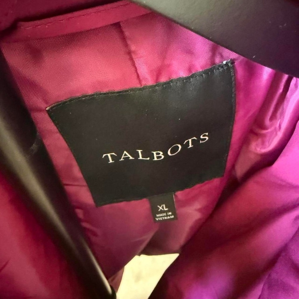Talbots Womens Raspberry Pink Quilted Diamond Pattern Snap Front Jacket XL - Picture 3 of 5